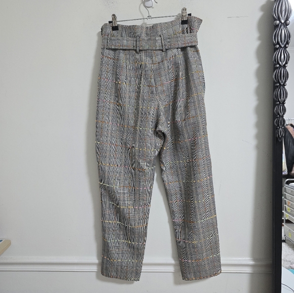 Amanda Uprichard plaid gray textured high rise straight leg pants size S - Picture 6 of 7